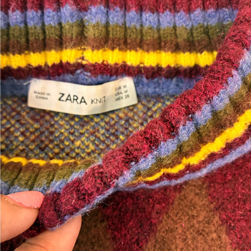 Zara Multicolor Argyle Turtleneck Sweater - Picture 3 of 6
